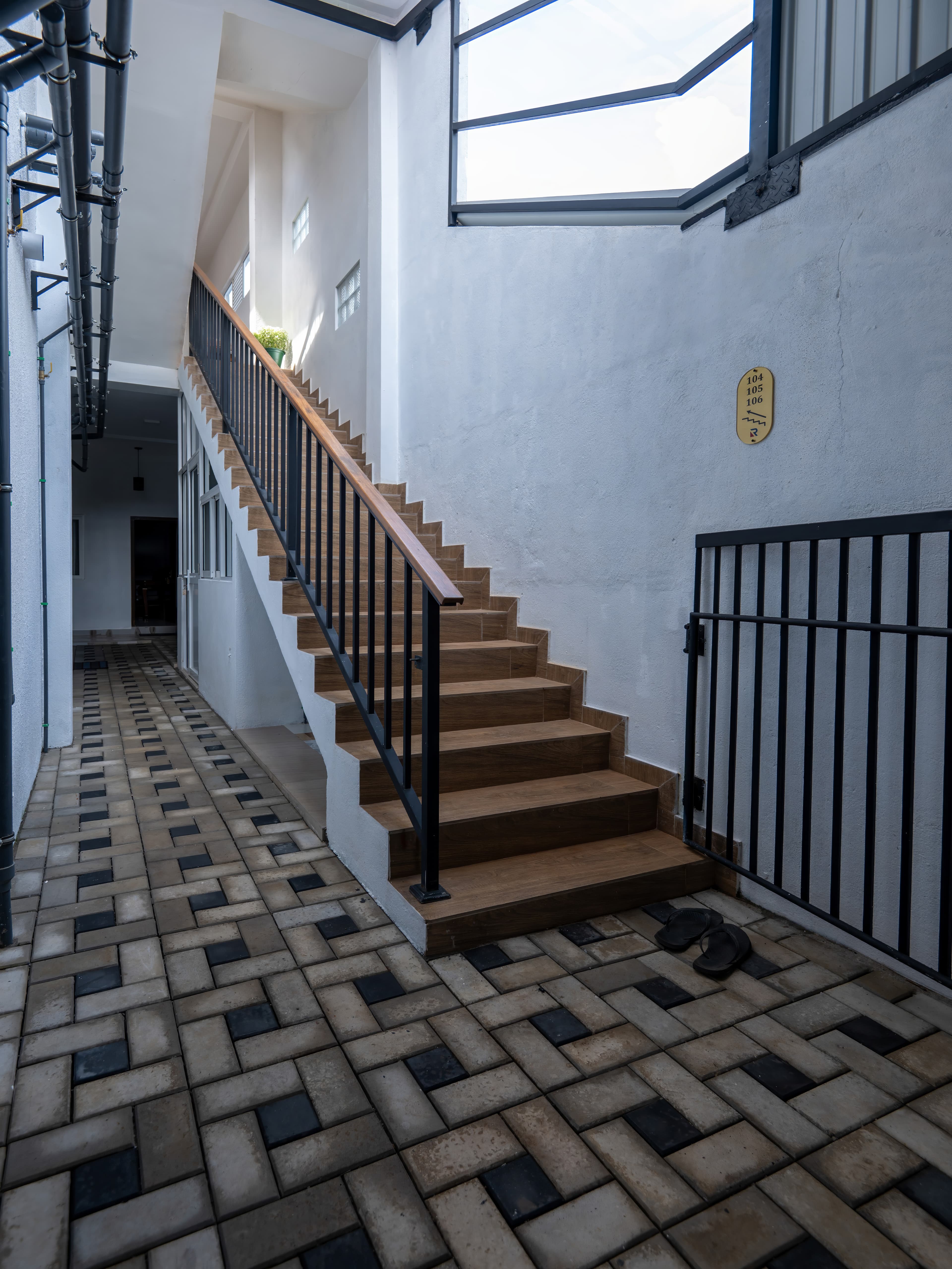 Pathway and stairs to guest rooms