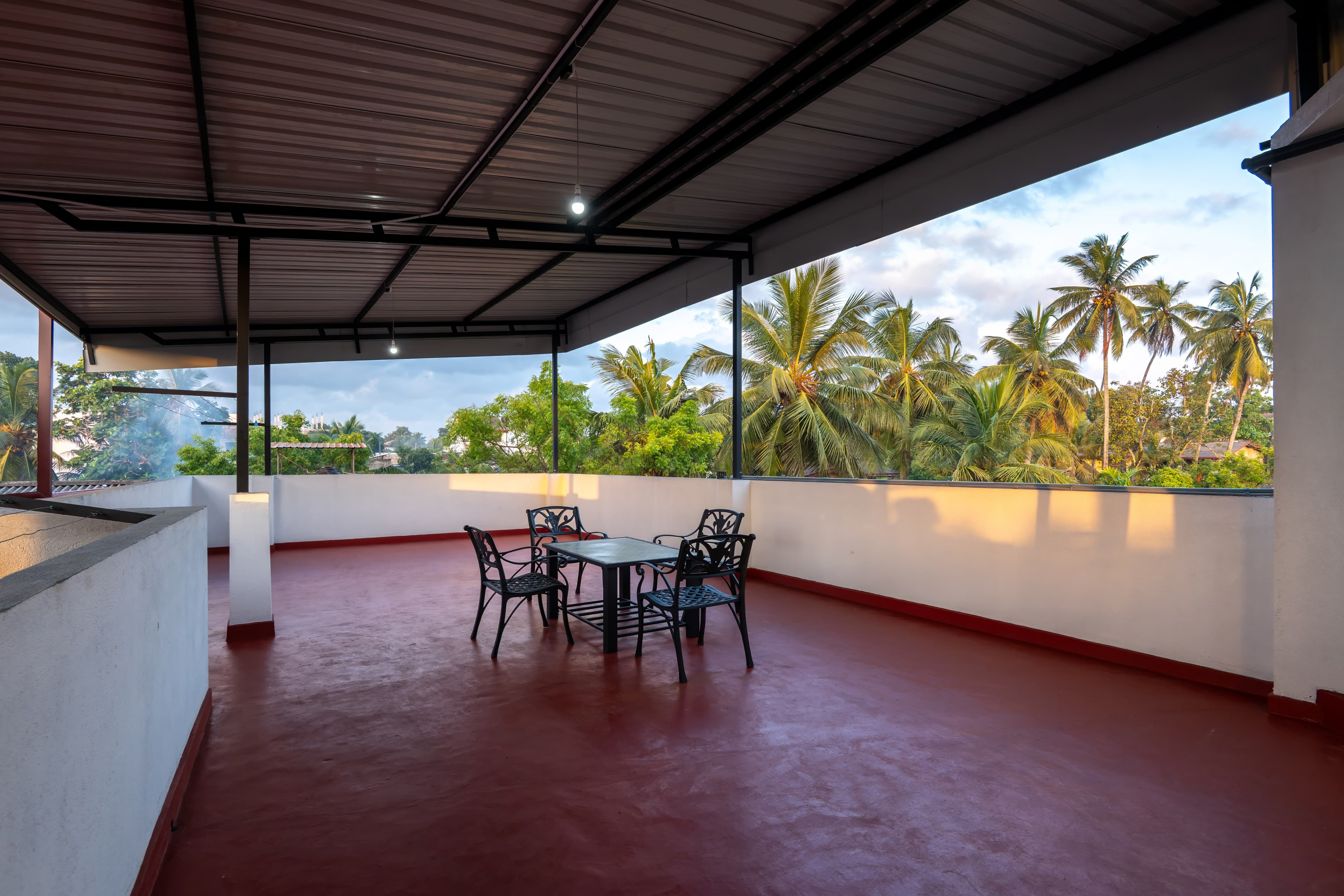 Rooftop terrace with tropical views